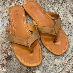 UGG Women's Flip Flop Brown Leather Sander Size:12